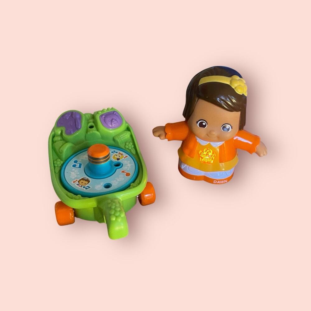 VTech Go Go Smart Friends Dawn Figure And Her Green Wagon TESTED Works great!
